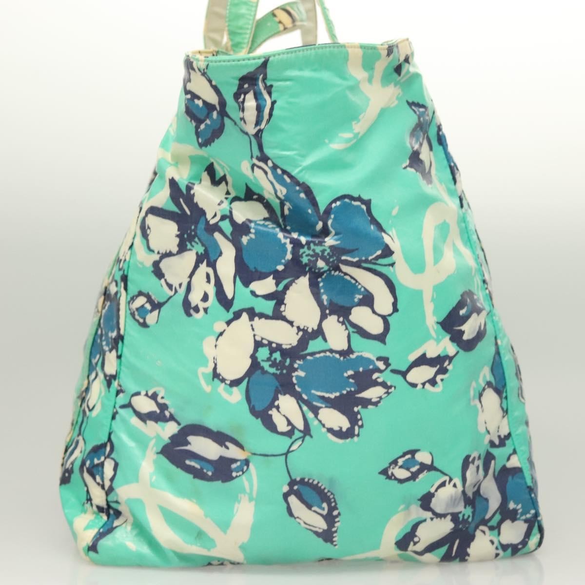 Chanel Vintage Floral Tote Nylon, GREEN, NYLON, Tote bag