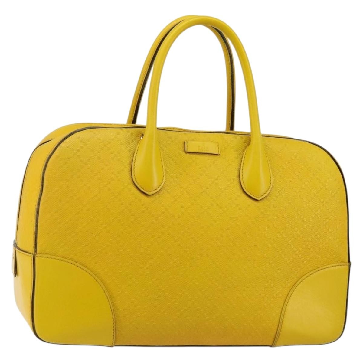 Gucci Bright Top Handle Bag Diamante Leather, YELLOW, LEATHER, Handbag