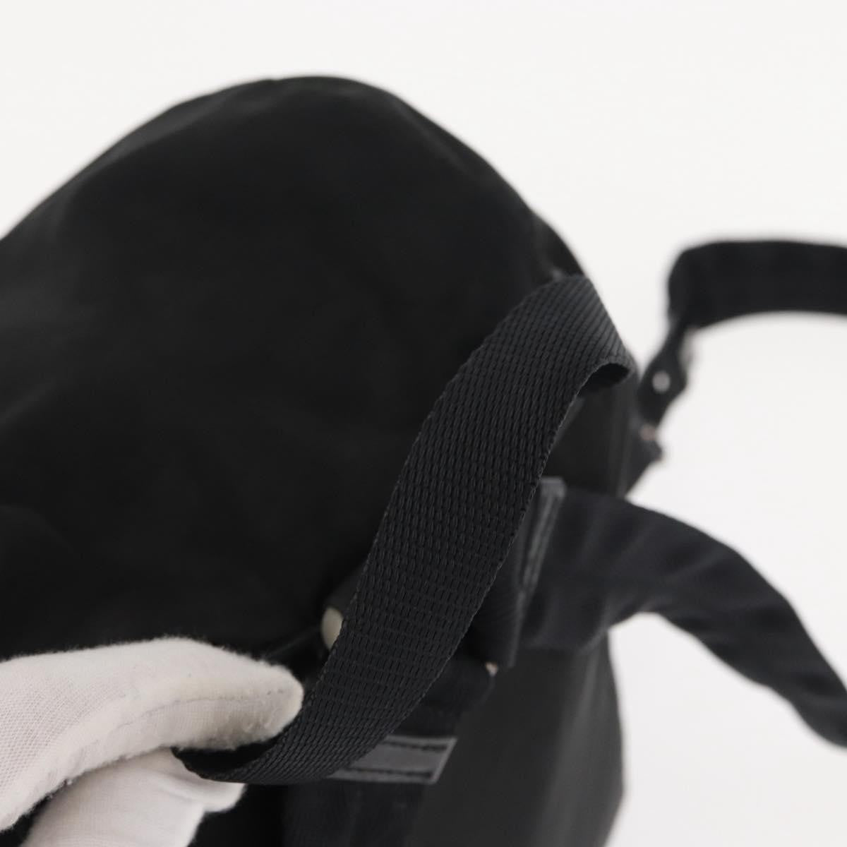 Prada Vela Double Front Pocket Backpack Tessuto with Saffiano Leather, BLACK, NYLON, Backpack