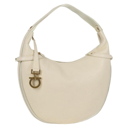 Salvatore Ferragamo Gancini Hobo Leather, BEIGE, LEATHER, Handbag