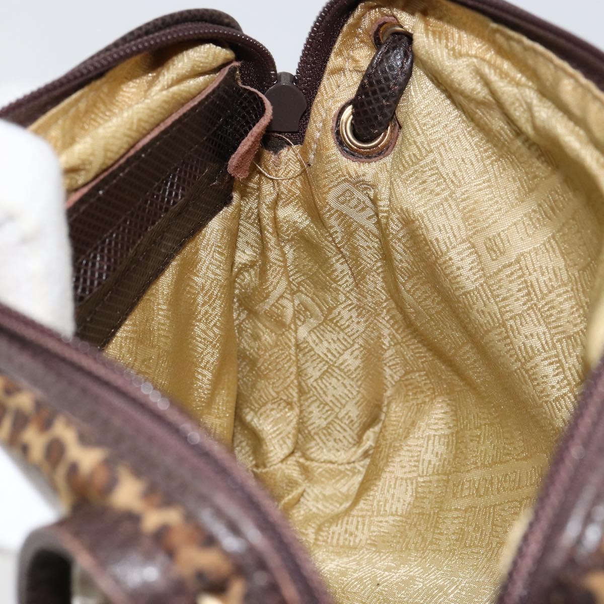 Bottega Veneta Vintage Shoulder Bag Leopard Print, BROWN, NYLON, Shoulder bag