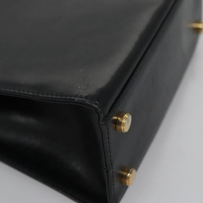 Salvatore Ferragamo Gancini handbag Leather, BLACK, LEATHER, Handbag