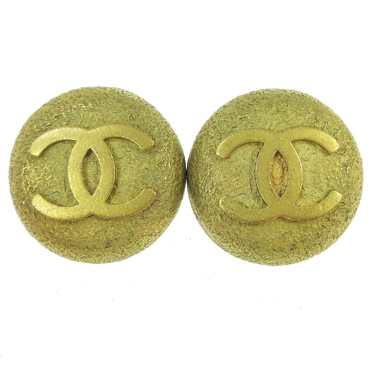 Chanel CC Round Earrings Metal, GOLD, GOLD, Earrings