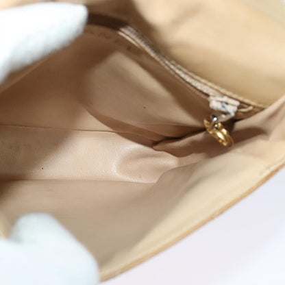 Chanel Logo Chain Shoulder Bag Leather, BEIGE, LEATHER, Shoulder bag