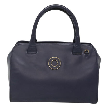 Celine Circle Logo Handbag Leather, BLUE, LEATHER, Handbag