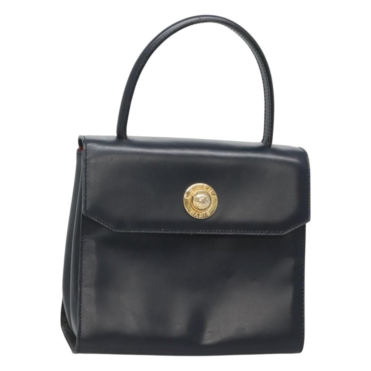 Celine Handbag Leather, NAVY, LEATHER, Handbag