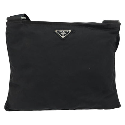 Prada Flat Messenger Bag Tessuto, BLACK, NYLON, Shoulder bag