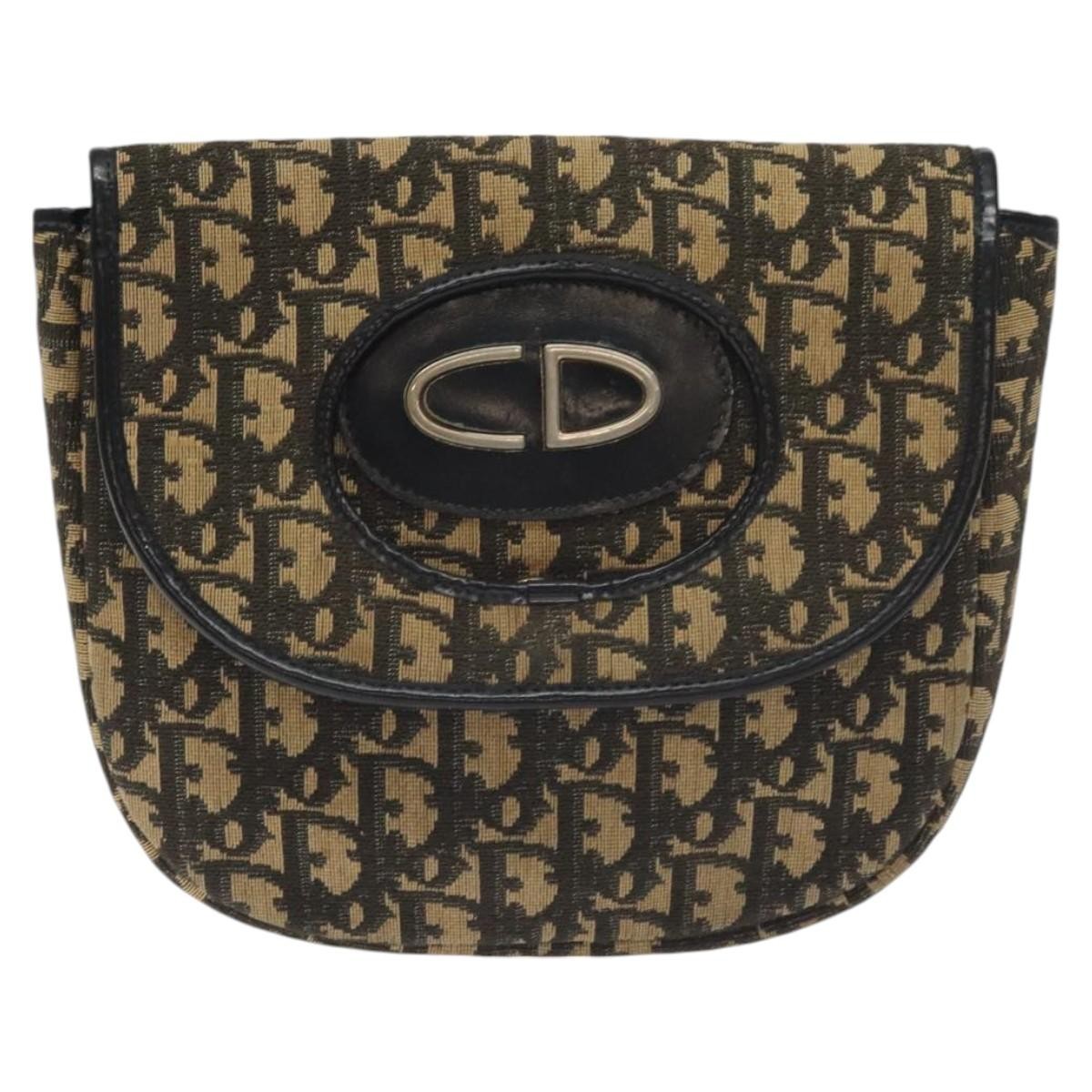 Christian Dior Vintage Flap Crossbody Bag Canvas, NAVY, CANVAS, Shoulder bag