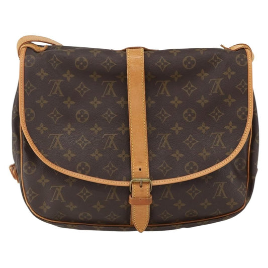 Louis Vuitton Saumur Handbag Monogram Canvas, BROWN, CANVAS, Shoulder bag