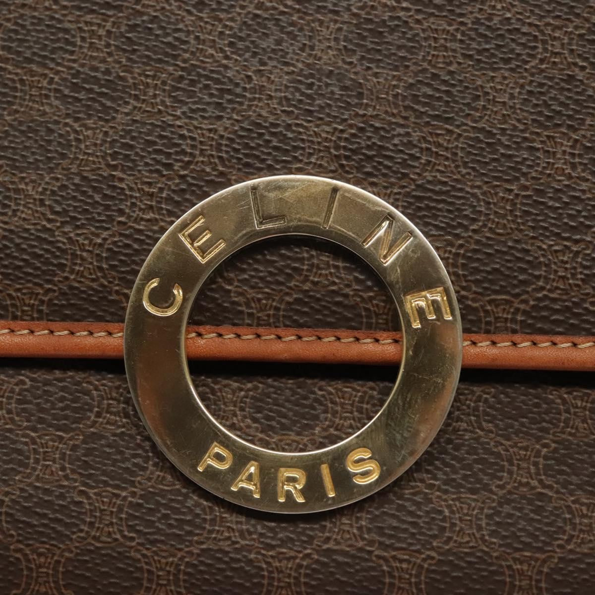 Celine Macadam Shoulder Bag PVC Leather, BROWN, CANVAS, Shoulder bag