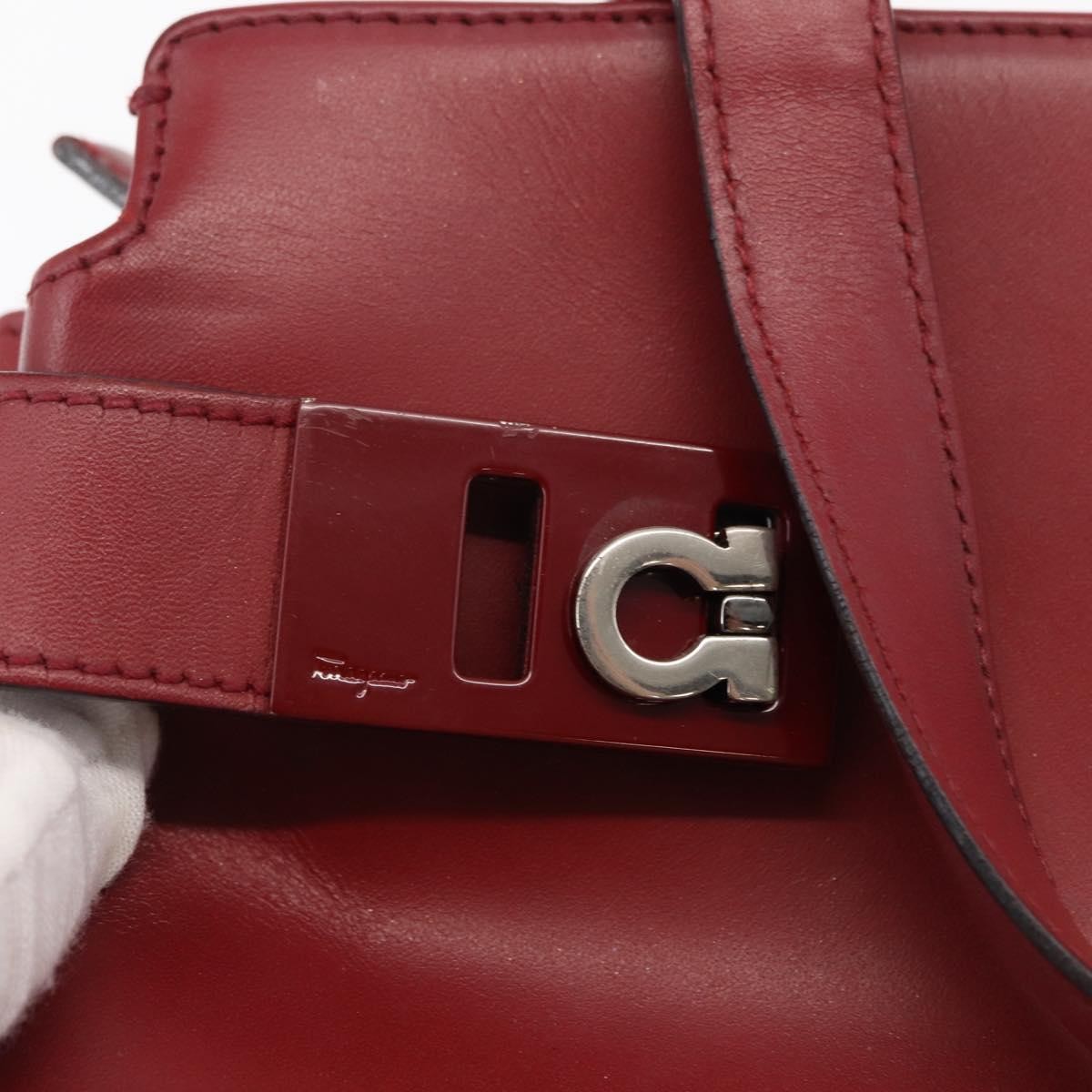 Salvatore Ferragamo Double Gancini Side Buckle Tote Leather, RED, LEATHER, Handbag