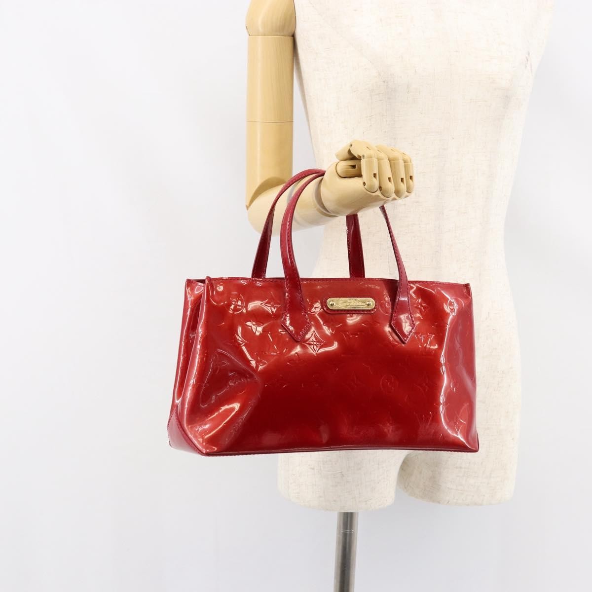 Louis Vuitton Wilshire Handbag Monogram Vernis, RED, PATENT_LEATHER, Handbag