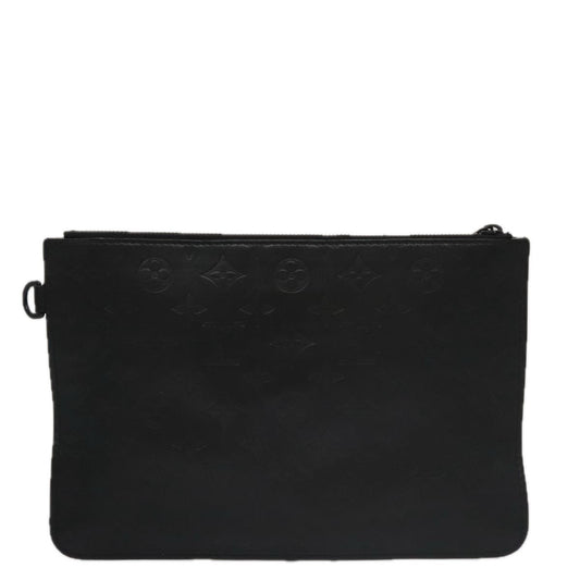 Louis Vuitton Neverfull Pochette Monogram Empreinte Giant, BLACK, LEATHER, Clutche & pouche