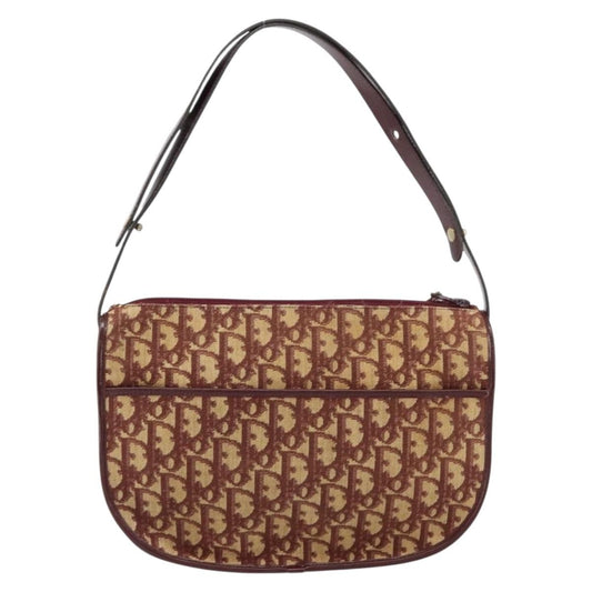 Christian Dior Vintage Trotter Shoulder Bag Canvas, BEIGE, CANVAS, Shoulder bag