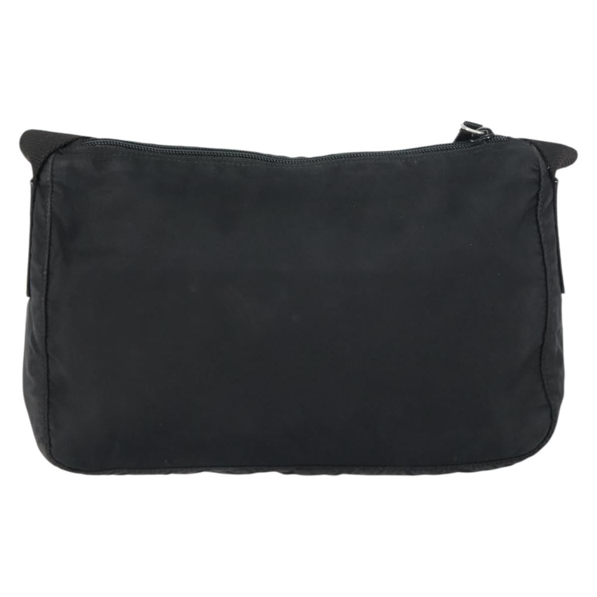 Prada Front Zip Messenger Bag Tessuto, BLACK, NYLON, Shoulder bag