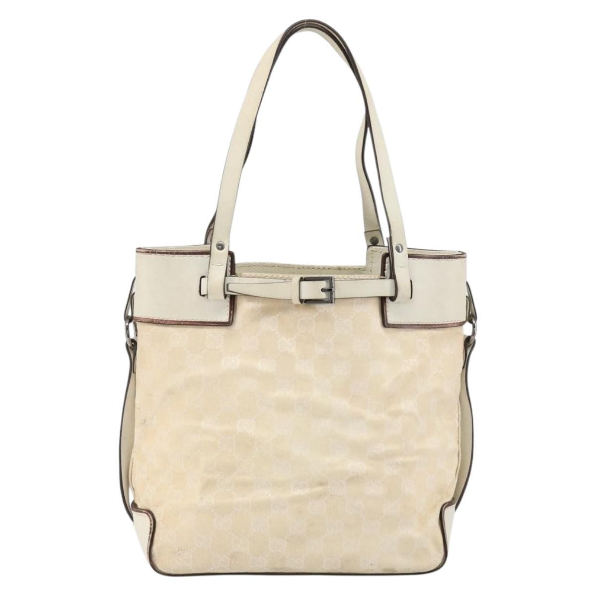 Gucci Belted Bucket Tote GG Canvas with Leather, BEIGE, CANVAS, Tote bag