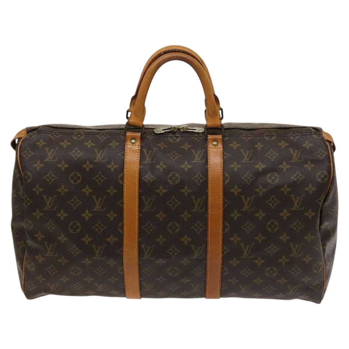 Louis Vuitton Keepall Bag Monogram Canvas, BROWN, CANVAS, Travel bag