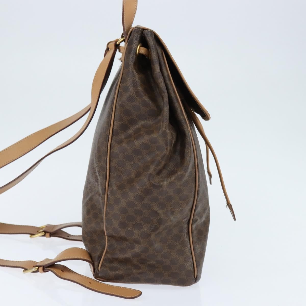 Celine Vintage Macadam Backpack Canvas and Leather, BROWN, CANVAS, Backpack