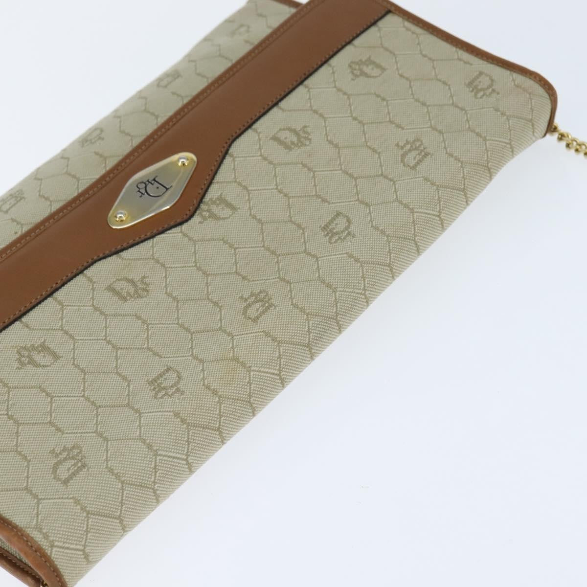 Christian Dior Vintage Honeycomb chain Canvas, BEIGE, CANVAS, Shoulder bag