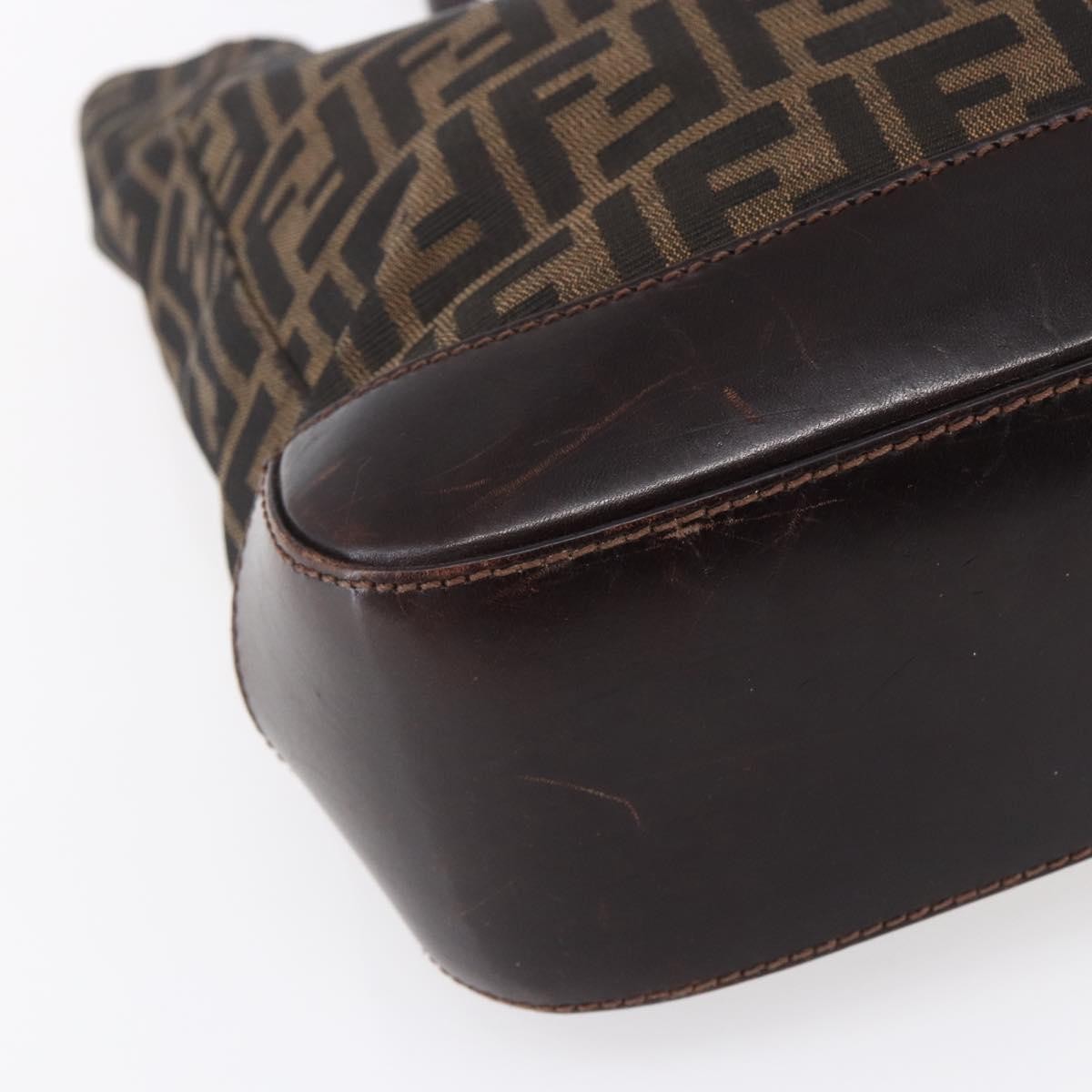 Fendi Vintage Open Tote Zucca Canvas with Leather, BLACK, CANVAS, Tote bag