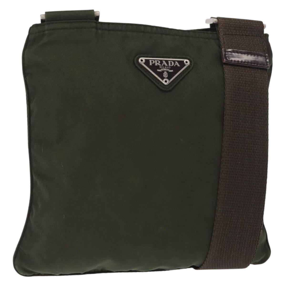 Prada Flat Messenger Bag Tessuto, KHAKI, NYLON, Shoulder bag