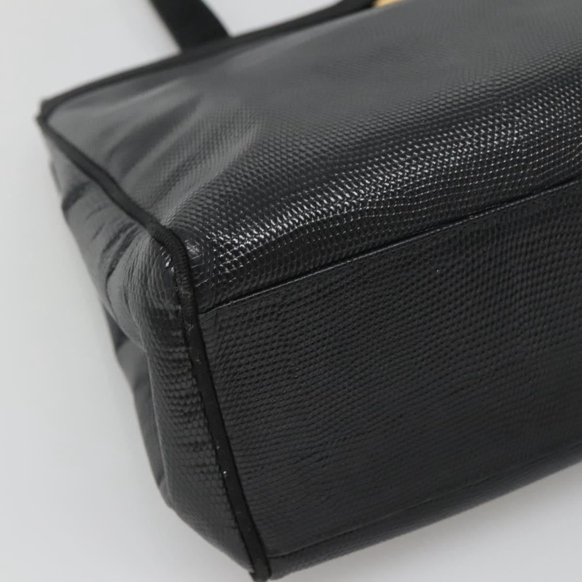 Salvatore Ferragamo Vintage Vara Bow Tote Lizard Embossed Leather, BLACK, LEATHER, Tote bag