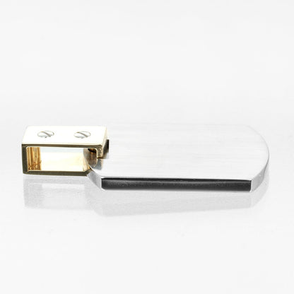 Cartier Santos Dog Tag Pendant Stainless Steel with 18K Yellow Gold, SILVER, YELLOW_GOLD, Pendant & Charms