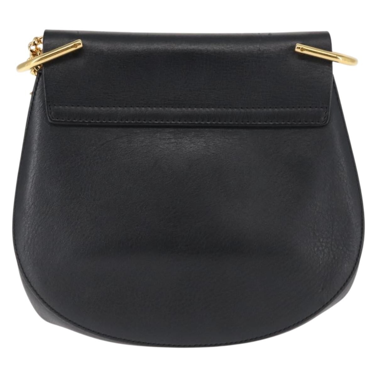 Chloe Drew Shoulder Bag Leather, BLACK, LEATHER, Shoulder bag