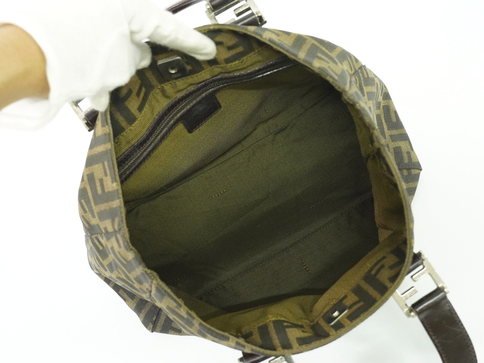 Fendi Zucca Tote bag FF motif, BROWN, CANVAS, Handbag