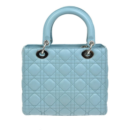 Christian Dior Lady Dior Bag Leather, BLUE, LEATHER, Handbag