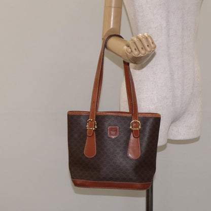 Celine Vintage Macadam Handbag Canvas, BROWN, CANVAS, Handbag