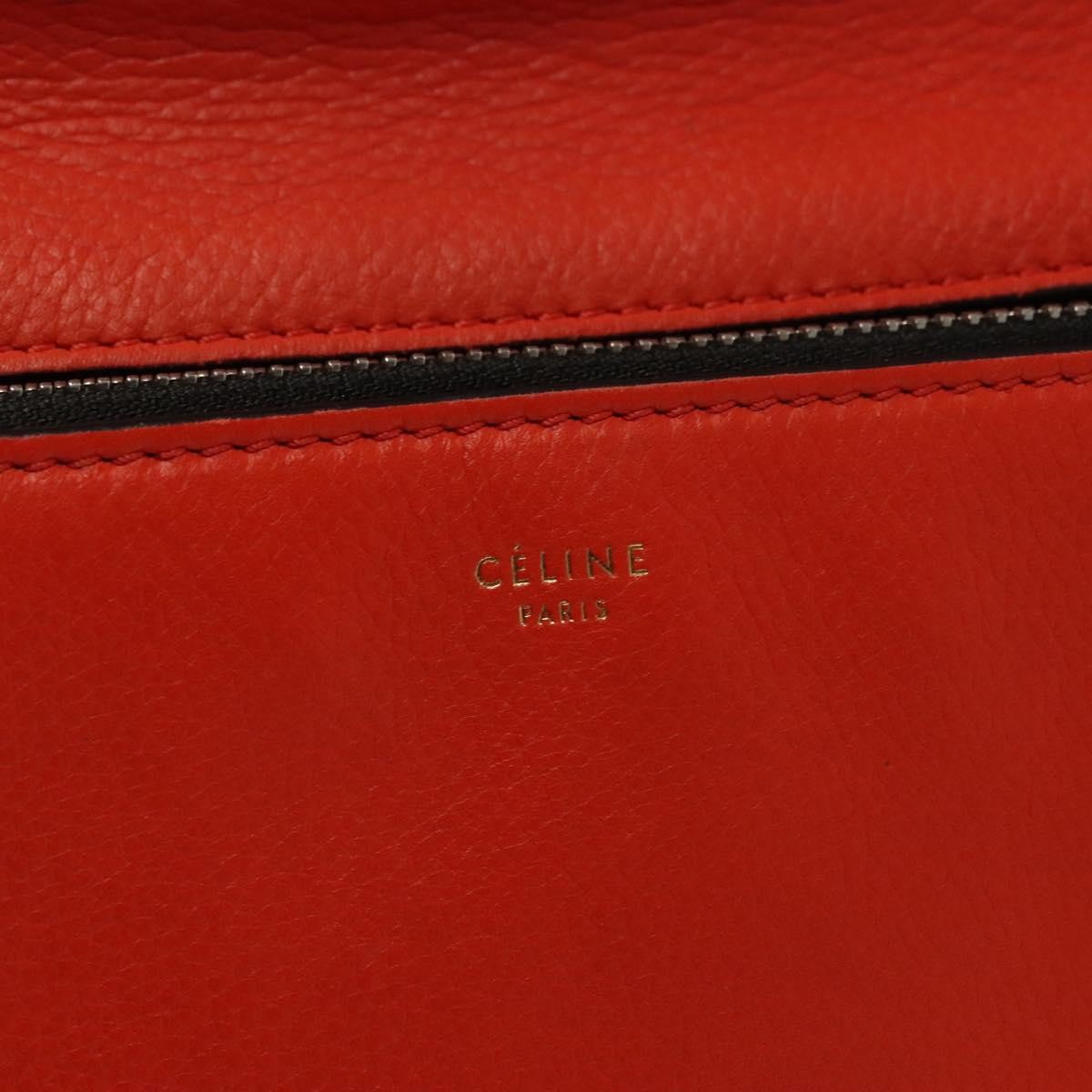 Celine Edge Bag Leather, ORANGE, LEATHER, Handbag