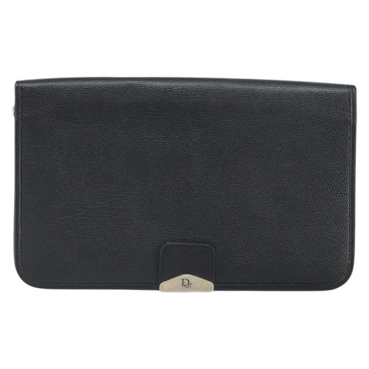 Christian Dior Vintage Chain Flap Shoulder Bag Leather, BLACK, LEATHER, Shoulder bag