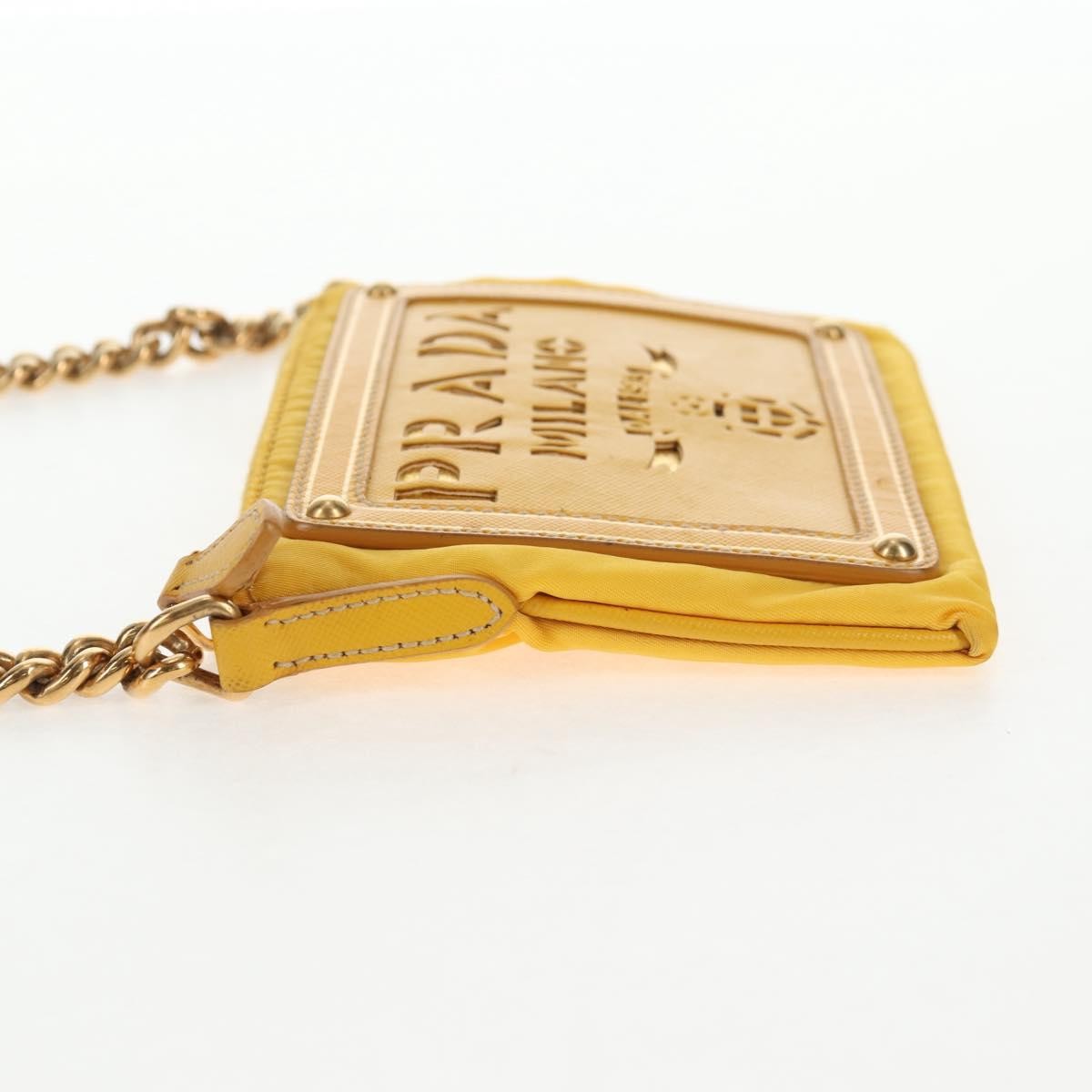 Prada Logo Chain Crossbody Bag Tessuto and Saffiano Leather, YELLOW, NYLON, Clutche & pouche