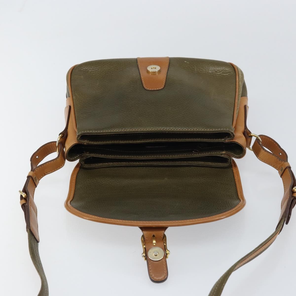 Celine Vintage Shoulder Bag Leather, KHAKI, LEATHER, Shoulder bag