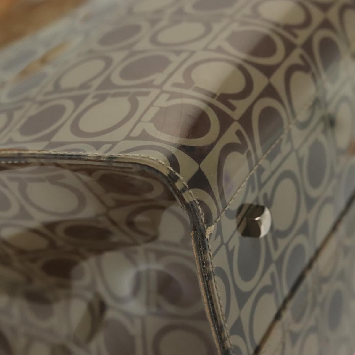 Salvatore Ferragamo Gancini Tote Vinyl, BROWN, SYNTHETIC, Tote bag