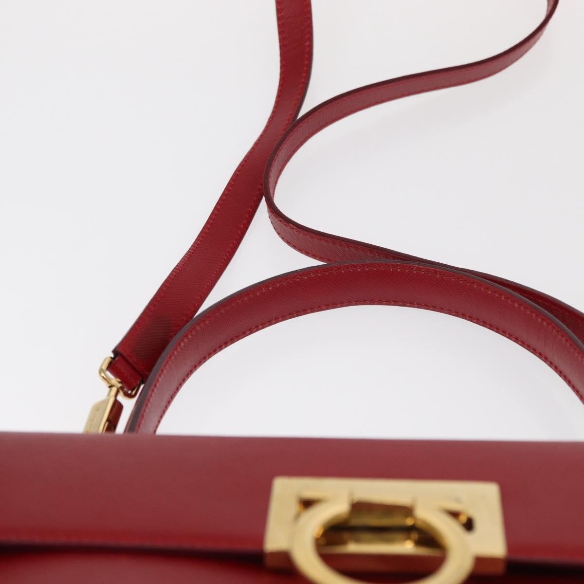 Salvatore Ferragamo Gancini handbag Leather, RED, LEATHER, Handbag