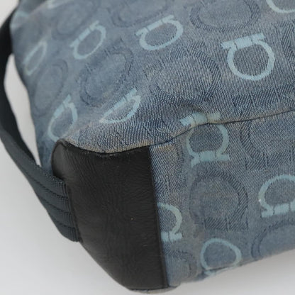 Salvatore Ferragamo Gancini Shoulder Bag Canvas, BLUE, CANVAS, Shoulder bag