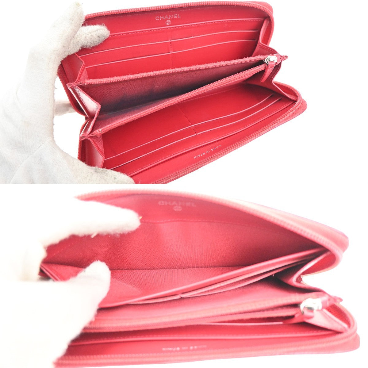 Chanel Timeless CC Zipped Organizer Wallet Leather, RED, LEATHER, Wallets