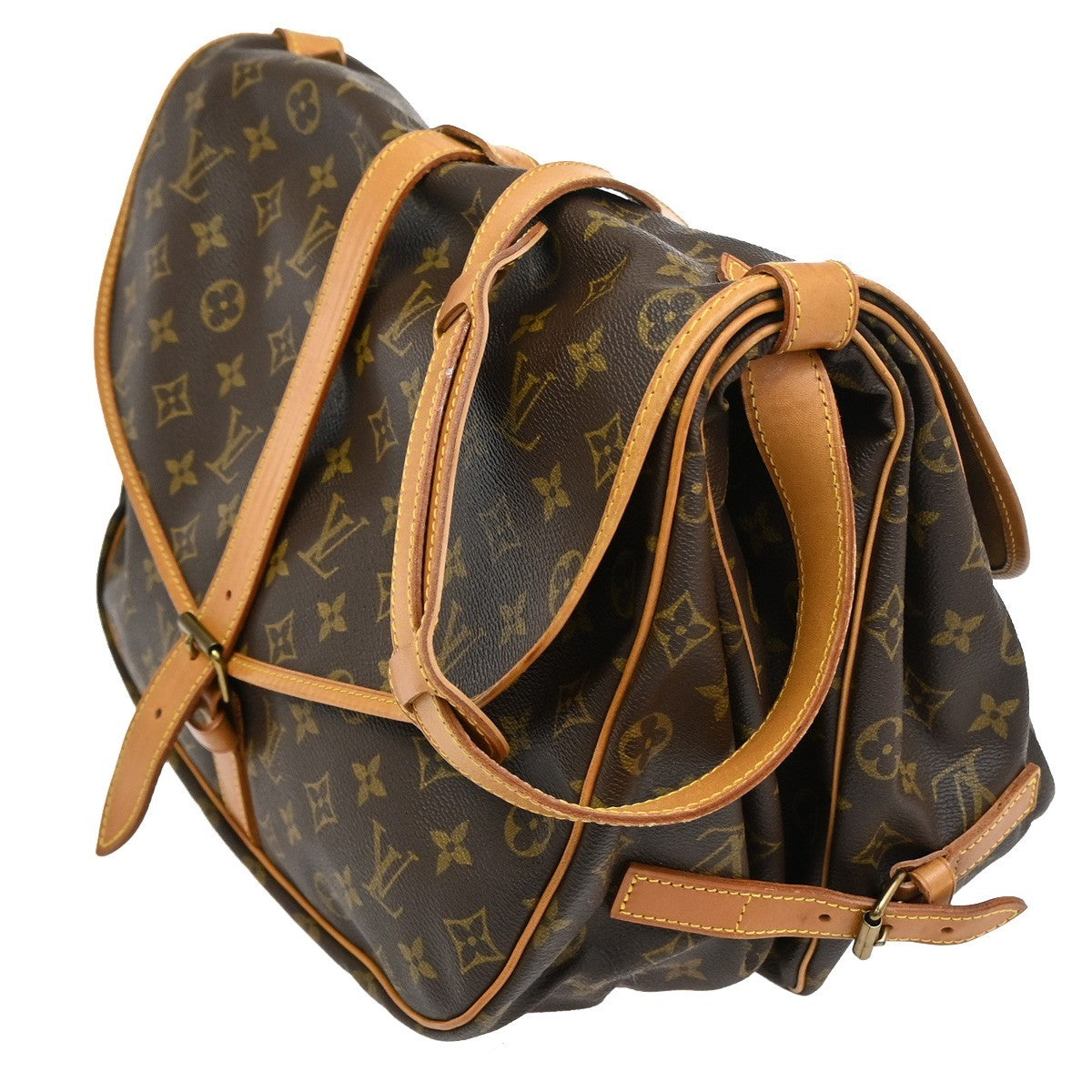 Louis Vuitton Saumur Handbag Monogram Canvas, BROWN, CANVAS, Shoulder bag