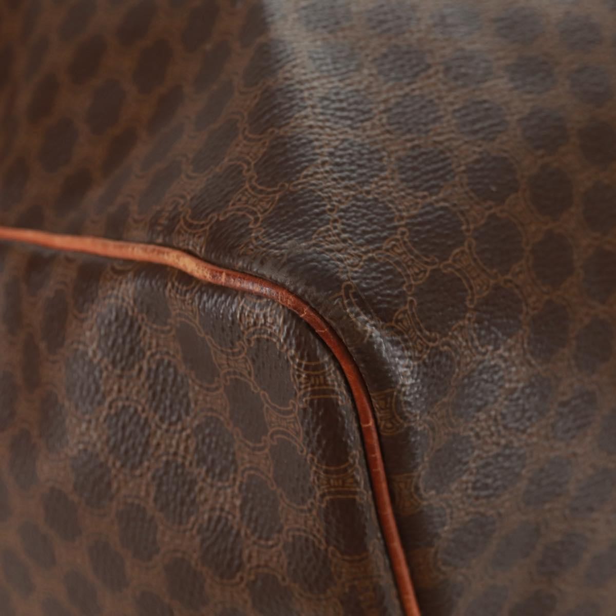 Celine Vintage Macadam Boston bag Canvas and Leather, BROWN, CANVAS, Travel bag