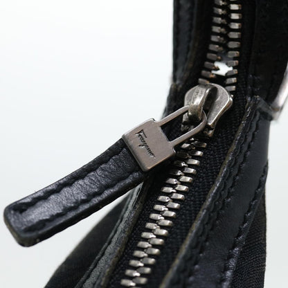 Salvatore Ferragamo Vintage Shoulder Bag Canvas, BLACK, CANVAS, Shoulder bag