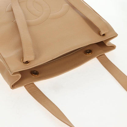 Chanel Coco Mark Leather, BEIGE, LEATHER, Handbag