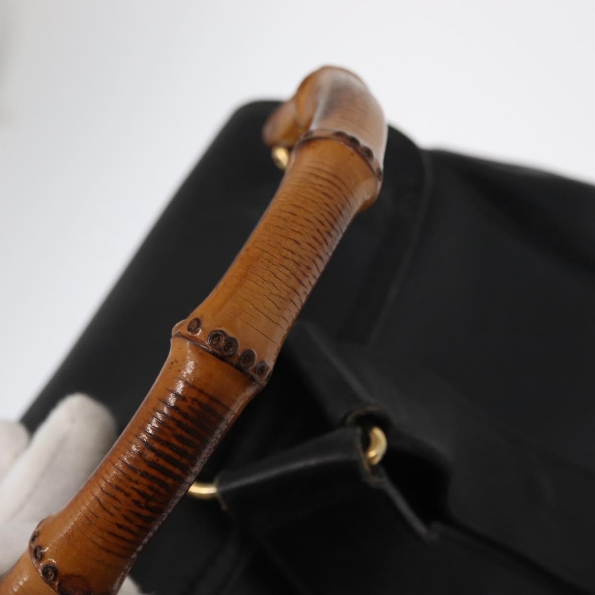 Gucci Vintage Bamboo Backpack Leather, BLACK, LEATHER, Backpack