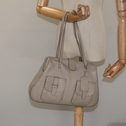 Fendi Selleria Tote Leather, BEIGE, LEATHER, Tote bag