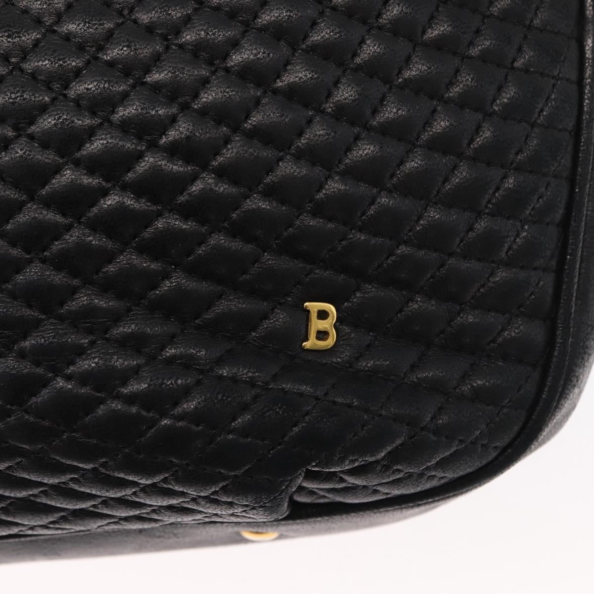 Bally Vintage Chain Shoulder Bag Quilted Leather, BLACK, LEATHER, Shoulder bag