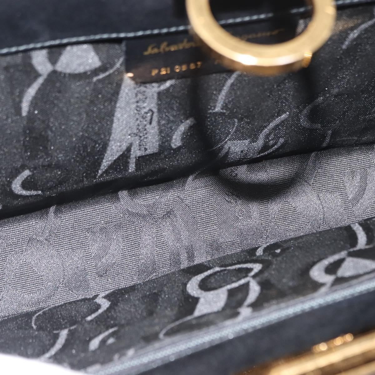 Salvatore Ferragamo Vintage Gancini Chain Shoulder Bag Leather, BLACK, LEATHER, Shoulder bag