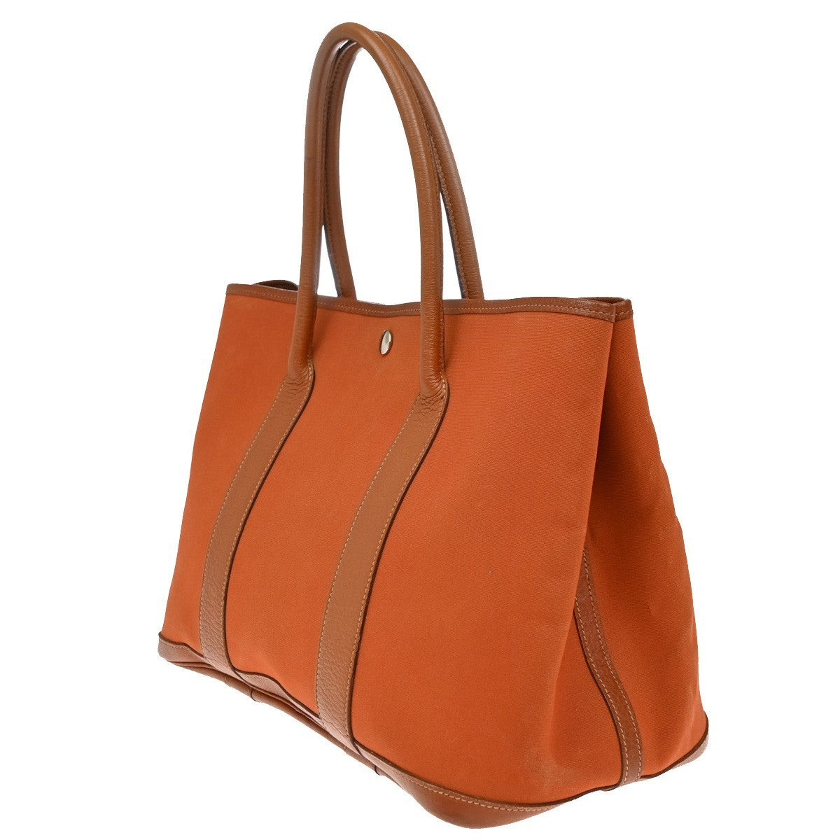 Hermes Garden Party Tote Canvas and Leather, ORANGE, CANVAS, Tote bag