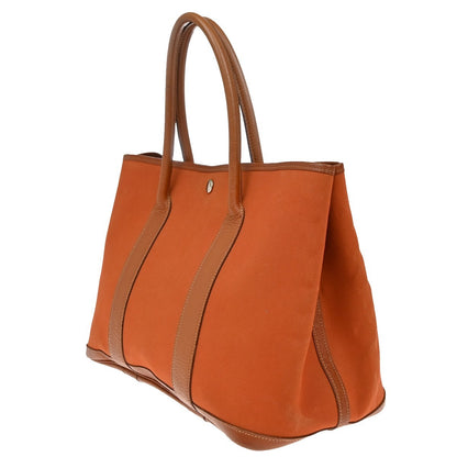 Hermes Garden Party Tote Canvas and Leather, ORANGE, CANVAS, Tote bag