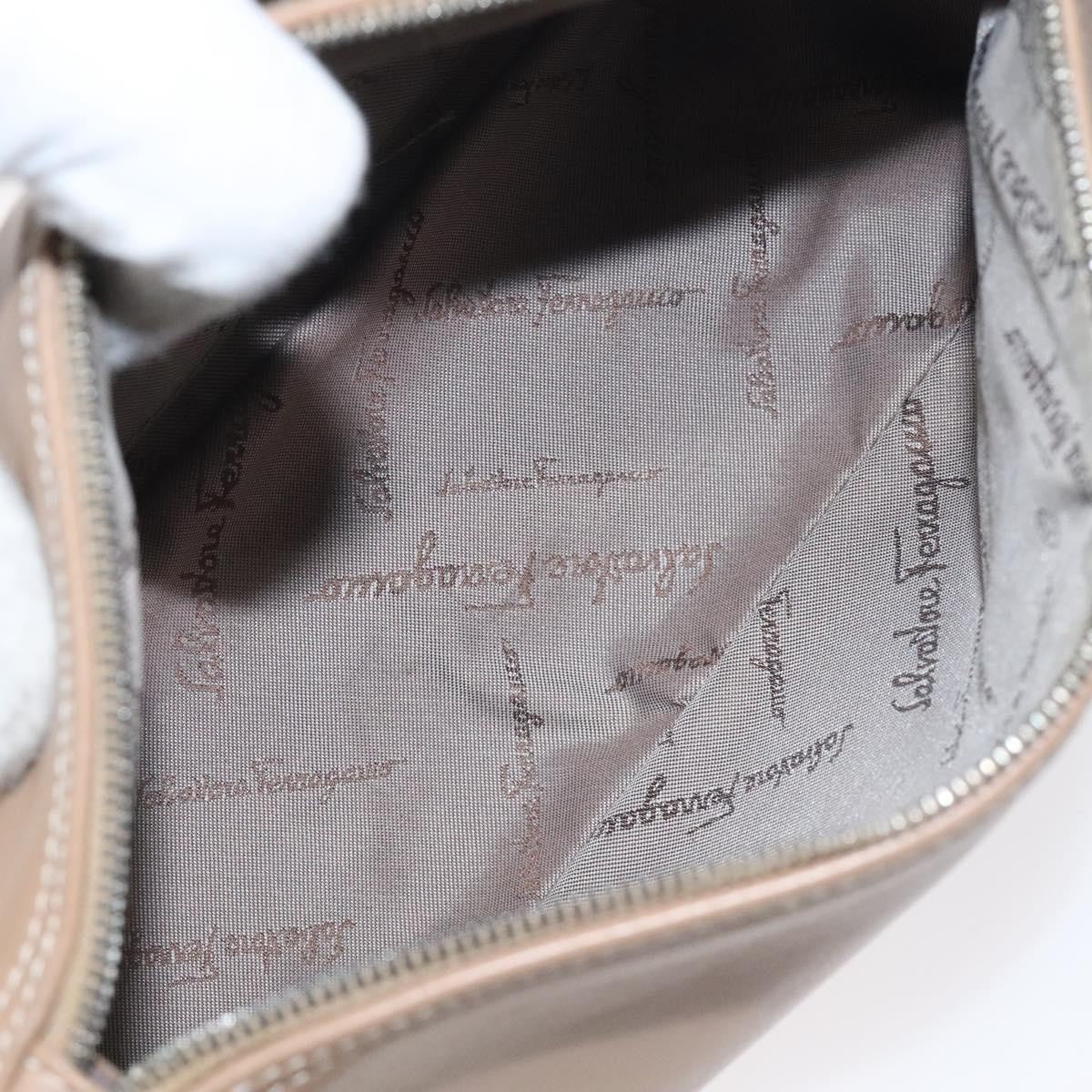 Salvatore Ferragamo Vintage Gancini Pochette Leather, BEIGE, LEATHER, Clutche & pouche